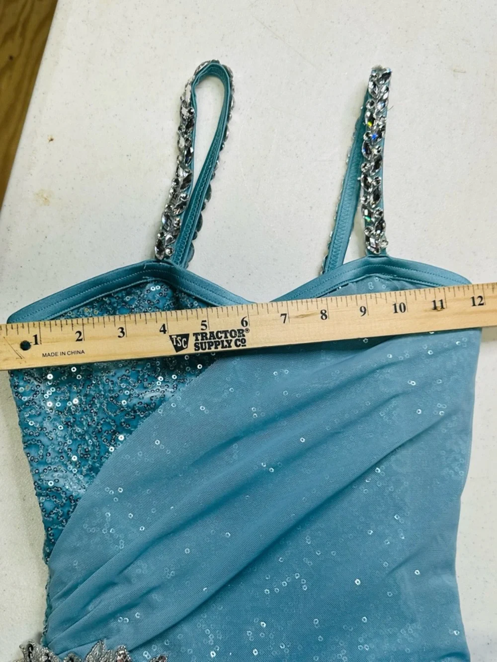 Weissman Blue Sequin Hi-Low Tulle Lyrical Dance Costume Dress XSA